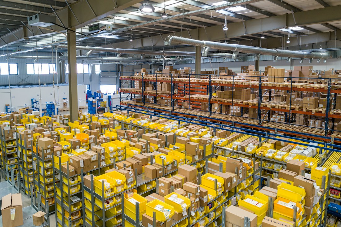 Warehouse organised for logistics and distribution